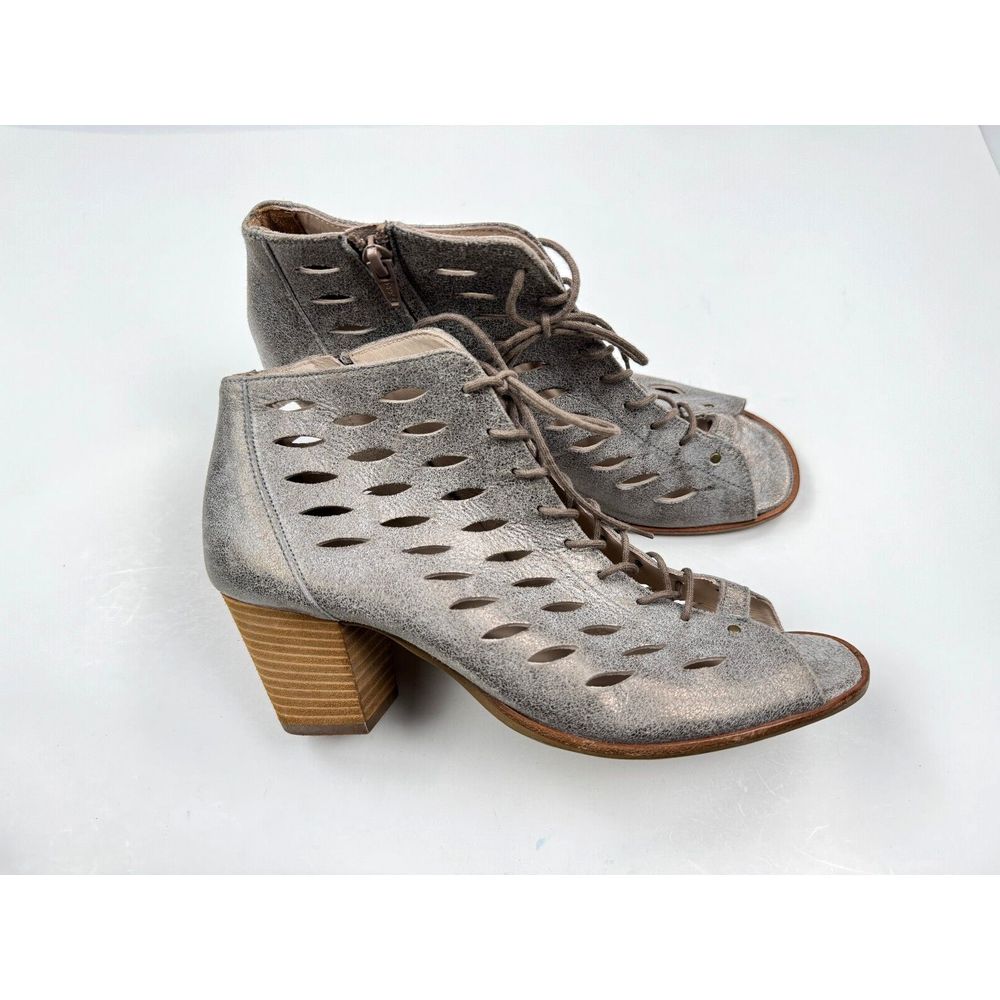 Paul Green Bali Lace-Up Leather Ankle Bootie Women 7.5 Us 10 Nwob Perforated